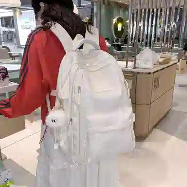 卡卡树 简约时尚印花 尼龙 双肩包 男女同款情侣款 米白色/黑色/绿色