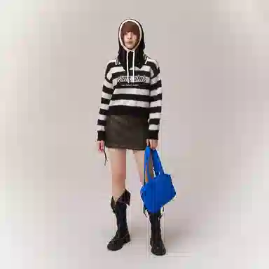 CHUU Sweater Black White Stripes