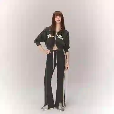 CHUU Split Hem Flared Pants Black