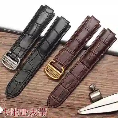 港爵适用于卡地亚表带真皮蓝气球手表带凸口系列牛皮手表配件男女通用款手表表链手表表带