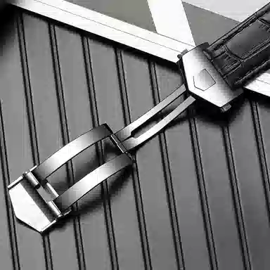 港爵 适配泰格豪雅表带男女通用款真皮防水手表带卡莱拉摩纳哥折叠扣款手表链 手表表带