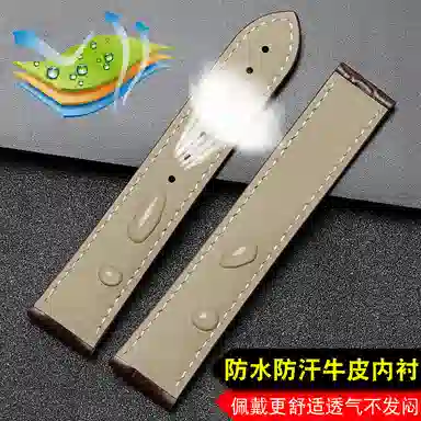 港爵鳄鱼皮手表带代用欧米茄蝶飞海马超霸系列竹节纹男女通用款式鳄鱼皮手表表带