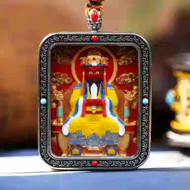 千玺世家 已开运藏式#好运国潮龙五爷转运纳福唐卡复古手工 朱砂 项链 男女同款情侣款