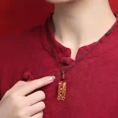 千玺世家 国潮风招财转运楞严咒 再造辰砂朱砂 玉石吊坠 男女同款情侣款
