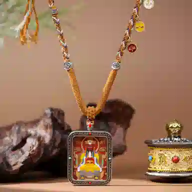 千玺世家 已开运藏式#好运国潮龙五爷转运纳福唐卡复古手工 朱砂 项链 男女同款情侣款