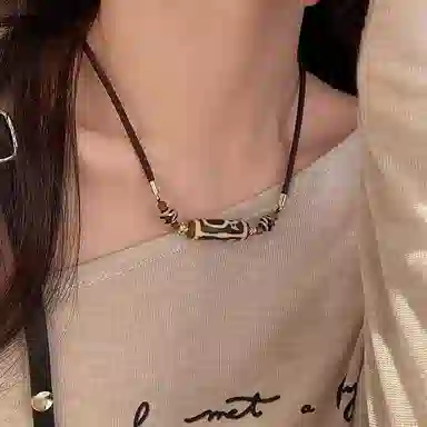 千玺世家 藏式潮流招财转运天珠锁骨链时尚百搭 玛瑙 玉石项链 男女同款情侣款