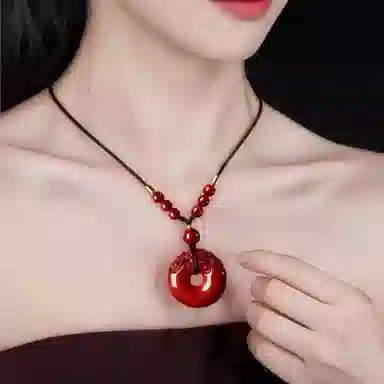 【转运纳福】 千玺世家 #好运招财扶摇直上貔貅吸金平安扣 朱砂 项链 男女同款情侣款