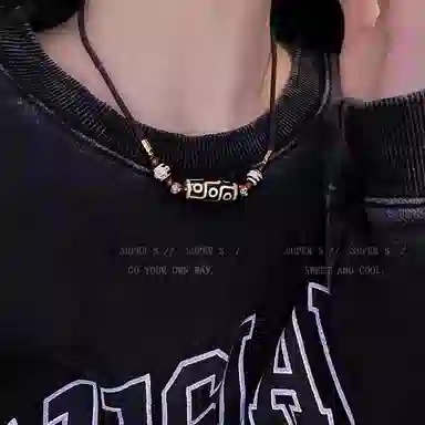 千玺世家 藏式潮流招财转运天珠锁骨链时尚百搭 玛瑙 玉石项链 男女同款情侣款