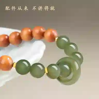千玺世家 平安喜乐#好运来青山黛半壁江山招财纳福转运印尼红肉老 檀木 手串 女款