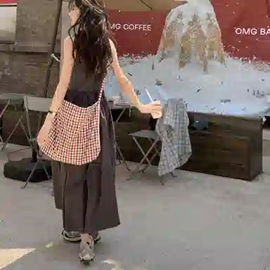 木清清 法式复古高级感赫本风女气质方领背心长裙无袖连衣裙 女款 灰色
