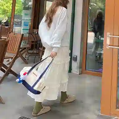 木清清 纯色高腰合身休闲长裙 女款 杏色