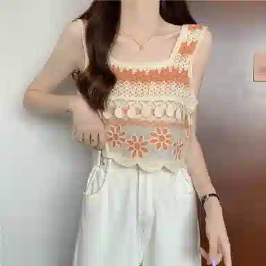 木清清 拼色钩花镂空套头吊带 女款