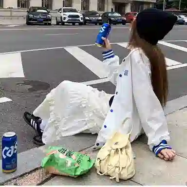 木清清 纯色高腰合身休闲长裙 女款 杏色