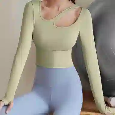 木清清 吸湿排汗短款修身长袖健身衣 女款