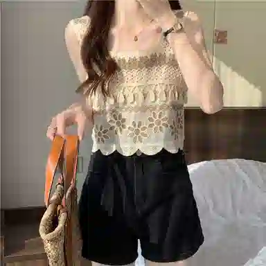 木清清 拼色钩花镂空套头吊带 女款