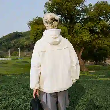普鲁士多特蒙德 户外城市机能风队徽字母印花活叶裁剪解构拼接宽松百搭 透气伪装掩护防紫外线凉感防晒防晒服 男女同款