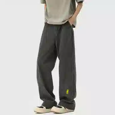 普鲁士多特蒙德 美式高街风纯色基础款水洗纯棉日系工装宽松拼接直筒阔腿休闲裤 男女同款