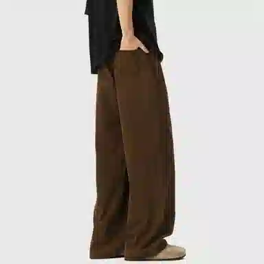 普鲁士多特蒙德 美式高街风纯色基础款水洗纯棉日系工装宽松拼接直筒阔腿休闲裤 男女同款