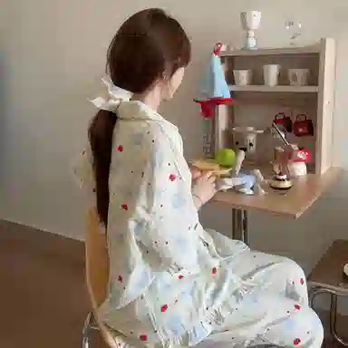 侘町 可爱清新柔软透气亲肤睡衣套装 女款