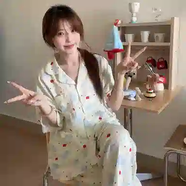 侘町 可爱清新柔软透气亲肤睡衣套装 女款