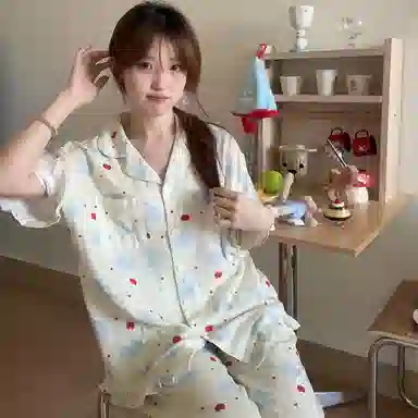 侘町 可爱清新柔软透气亲肤睡衣套装 女款