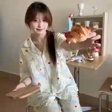 侘町 可爱清新柔软透气亲肤睡衣套装 女款