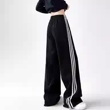 莫代尔 美式宽松垂感束脚三杠厚款休闲裤 女款