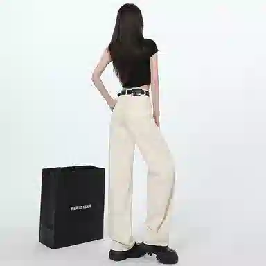 莫代尔 镰刀裁剪阔腿神裤 宽松现货显高阔腿裤长裤牛仔裤 女款