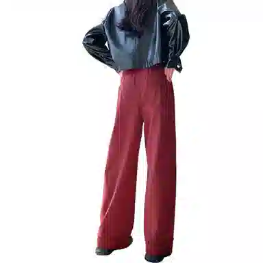 莫代尔 阔腿高腰大裤脚九分裤休闲裤 女