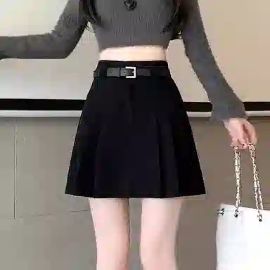 莫代尔 百搭纯色高腰宽松短款半身休闲短裙 女