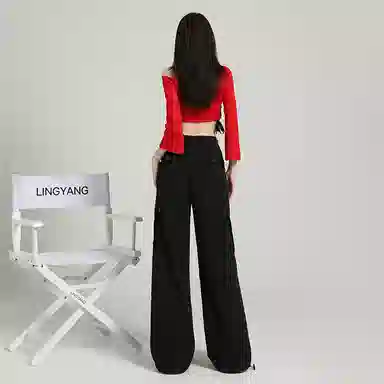 莫代尔 纯色高腰宽松工装休闲裤 女款