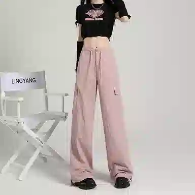 莫代尔 纯色高腰宽松工装休闲裤 女款