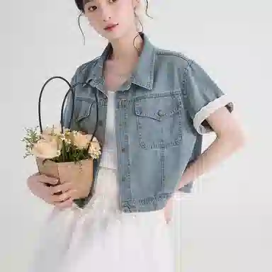 莫代尔 通勤时尚翻领短袖衬衫 女款