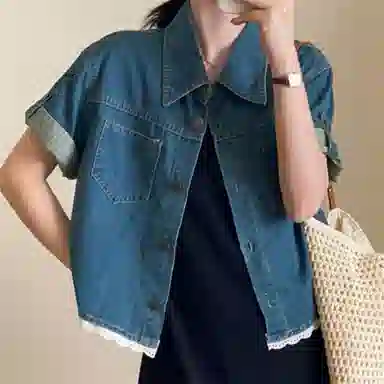 莫代尔 通勤时尚翻领短袖衬衫 女款