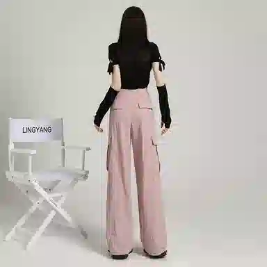 莫代尔 纯色高腰宽松工装休闲裤 女款