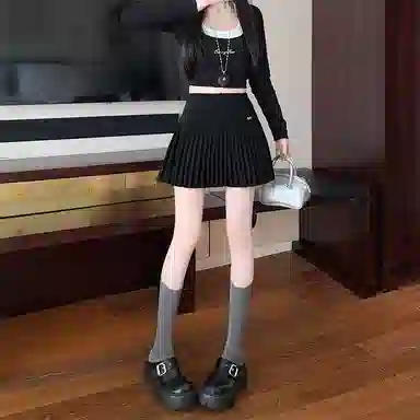 莫代尔 港味高腰防走光休闲短裙 女款