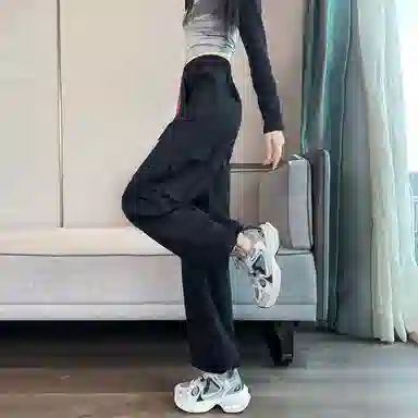 莫代尔 高腰阔腿纯色休闲宽松百搭工装裤 女款