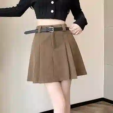 莫代尔 百搭纯色高腰宽松短款半身休闲短裙 女