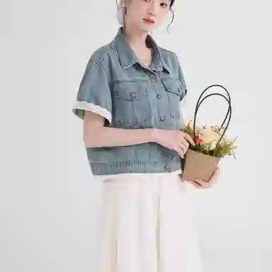 莫代尔 通勤时尚翻领短袖衬衫 女款