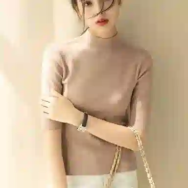 莫代尔 半高领简约百搭毛衣 女款