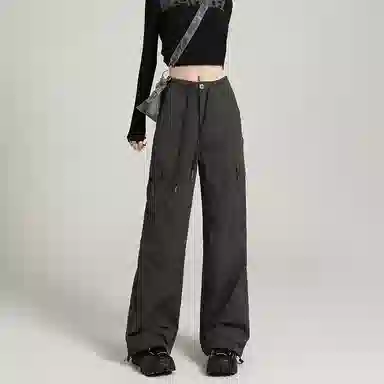 莫代尔 纯色高腰宽松工装休闲裤 女款