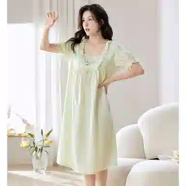细舍 软绵绵系列 甜美中长款舒适透气可外穿短袖睡裙 女款 标准色