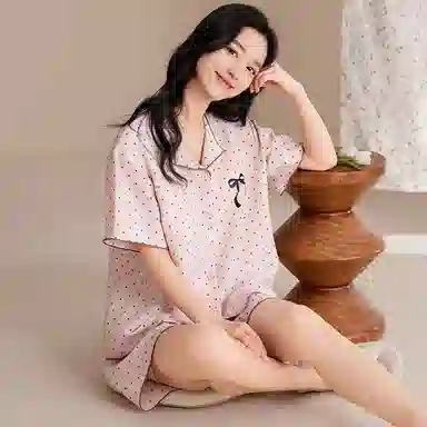 细舍 短袖甜美休闲家居服三分裤夏季睡衣套装 女款