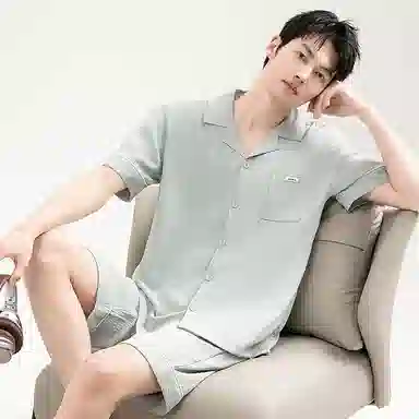 细舍 亲肤透气短袖薄款大码简约睡衣套装 男款 标准色