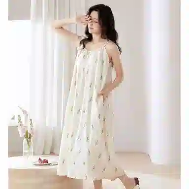 细舍 软绵绵系列 甜美舒适透气简约无袖吊带睡裙 女款 标准色