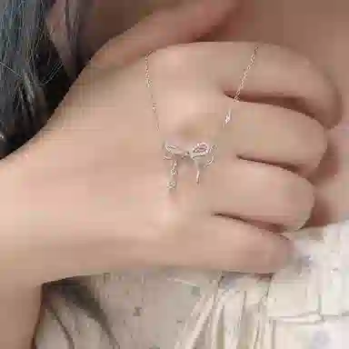 琳琅醉 韩版优雅轻奢蝴蝶结小众#好运 锆石 项链 男女同款情侣款