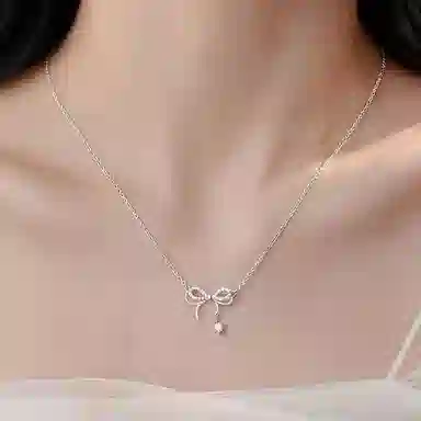 琳琅醉 韩版优雅轻奢蝴蝶结小众#好运 锆石 项链 男女同款情侣款