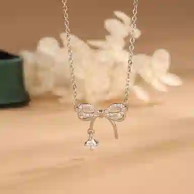 琳琅醉 韩版优雅轻奢蝴蝶结小众#好运 锆石 项链 男女同款情侣款
