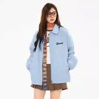 阿凡迪  美式高街极简风字母印花高级感设计无性别主义休闲日常宽松舒适百搭翻领夹克外套 男女同款