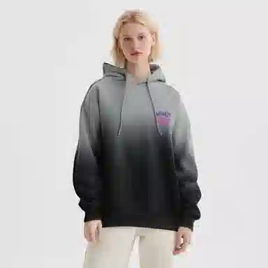 阿凡迪 美式高街创意品牌呆萌小猫图案艺术涂鸦字母印花简约基础款渐变连帽休闲日常无性别主义经典百搭落肩舒适氛围感长袖卫衣 男女同款